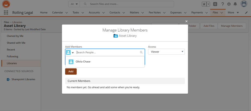 Manage library members Rolling Legal