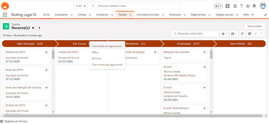 Rolling Legal kanban view